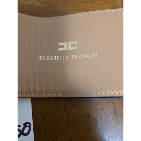 Elisabetta Franchi Black Vegan Leather Wide Belt 40 Gold Metal Logo Buckle main image 4